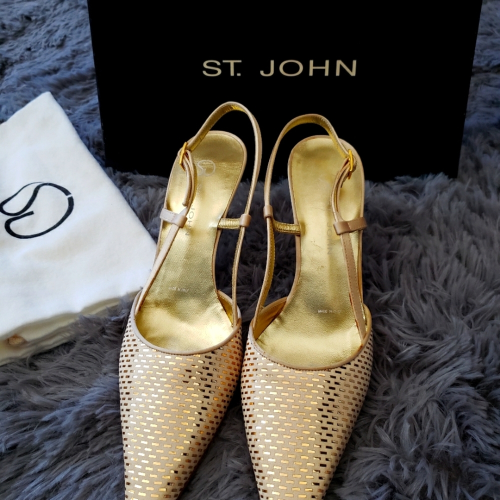 St John High heels sling back Gold  SZ 6